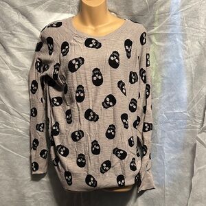 Torrid Gray Skull Print Long Sleeve Top